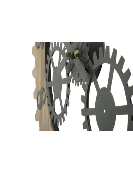 Grande Horloge murale originale Mécanisme Ronde 60 cm en Bois Naturel Métal Noir Narev 
