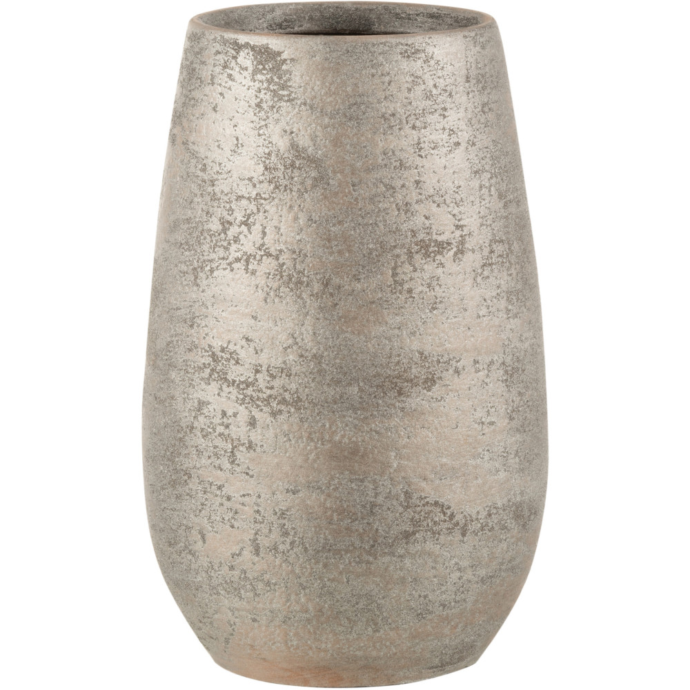 Vase moderne argenté effet rugueux en céramique H31 cm - 1