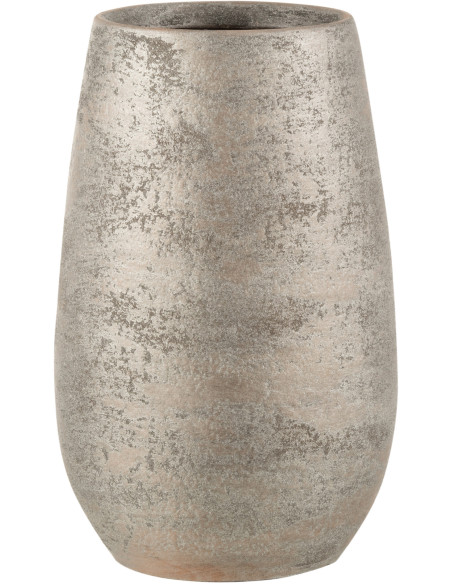 Vase moderne argenté effet rugueux en céramique H31 cm - 1
