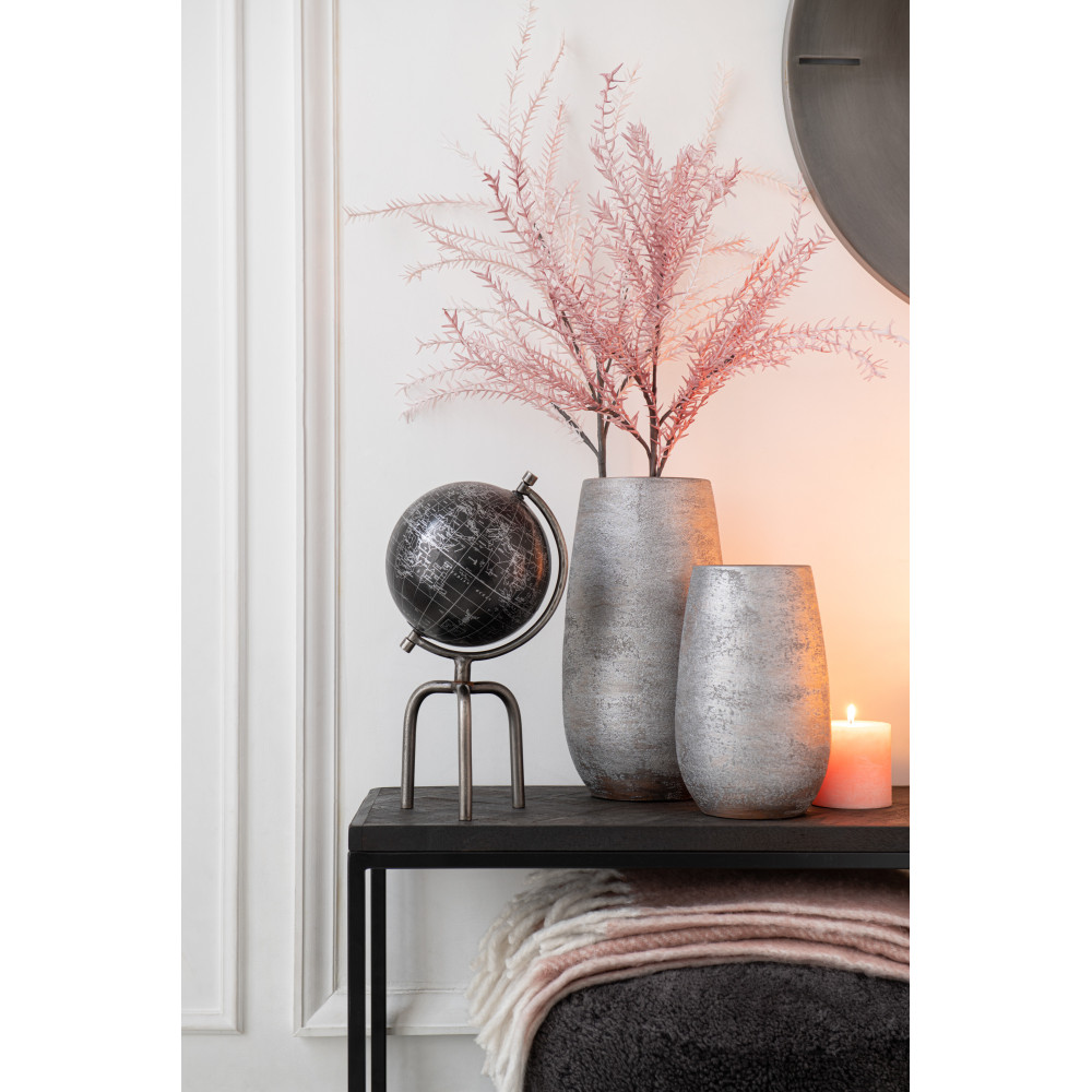 Vase moderne argenté effet rugueux en céramique H31 cm - 2