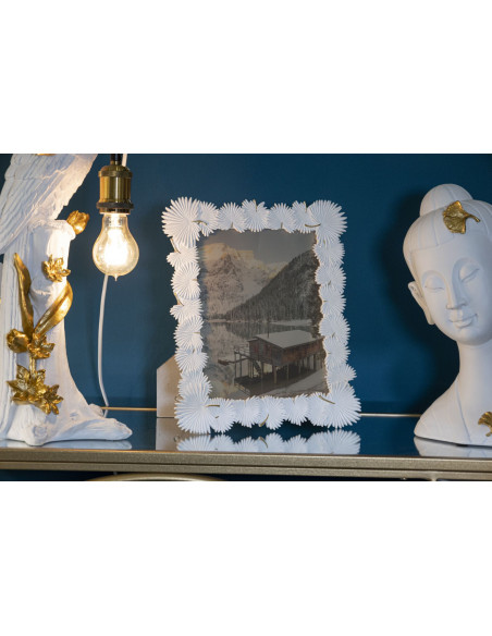 Cadre photo original Feuilles tropicales en Résine Blanc pour photo 20x25 cm Palm 