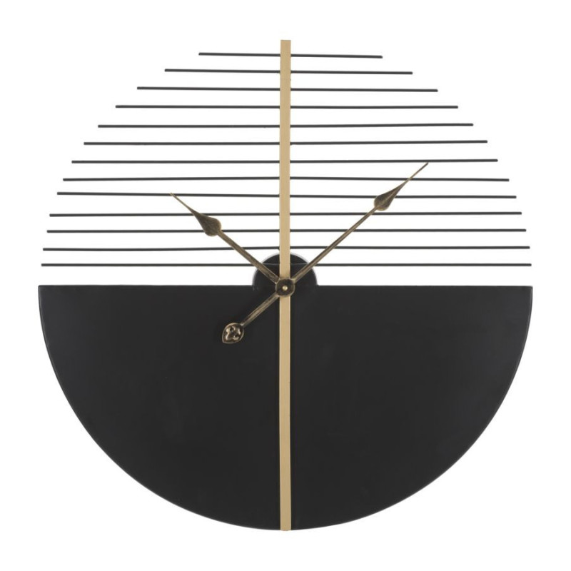 Grande Horloge murale moderne Ronde 60 cm en Métal Noir Doré Stock 