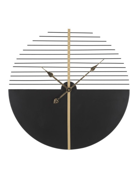 Grande Horloge murale moderne Ronde 60 cm en Métal Noir Doré Stock 