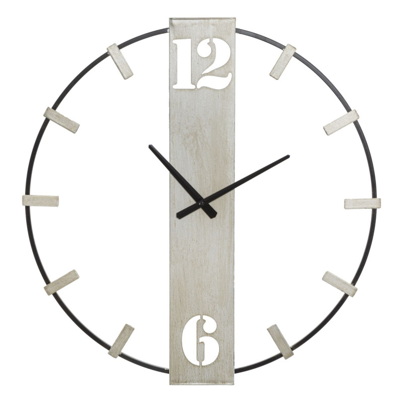 Grande Horloge murale moderne Ronde 61x63 en Métal Argenté Noir Silvery 