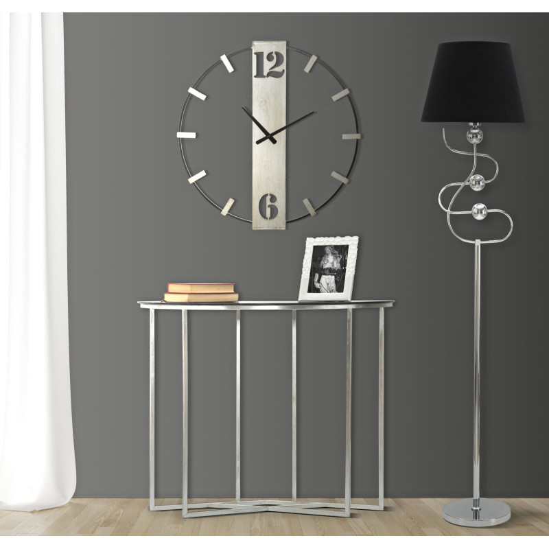Grande Horloge murale moderne Ronde 61x63 en Métal Argenté Noir Silvery 