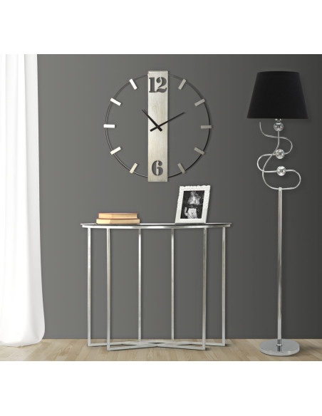 Grande Horloge murale moderne Ronde 61x63 en Métal Argenté Noir Silvery 