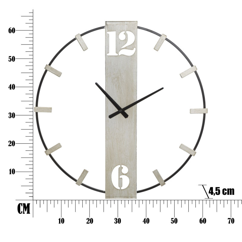 Grande Horloge murale moderne Ronde 61x63 en Métal Argenté Noir Silvery 