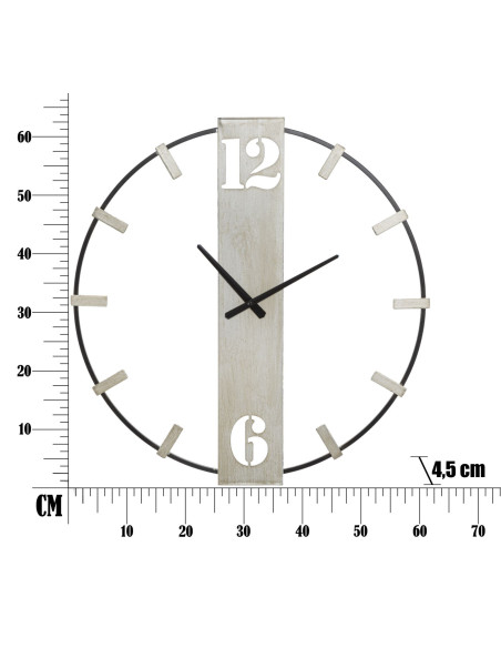 Grande Horloge murale moderne Ronde 61x63 en Métal Argenté Noir Silvery 