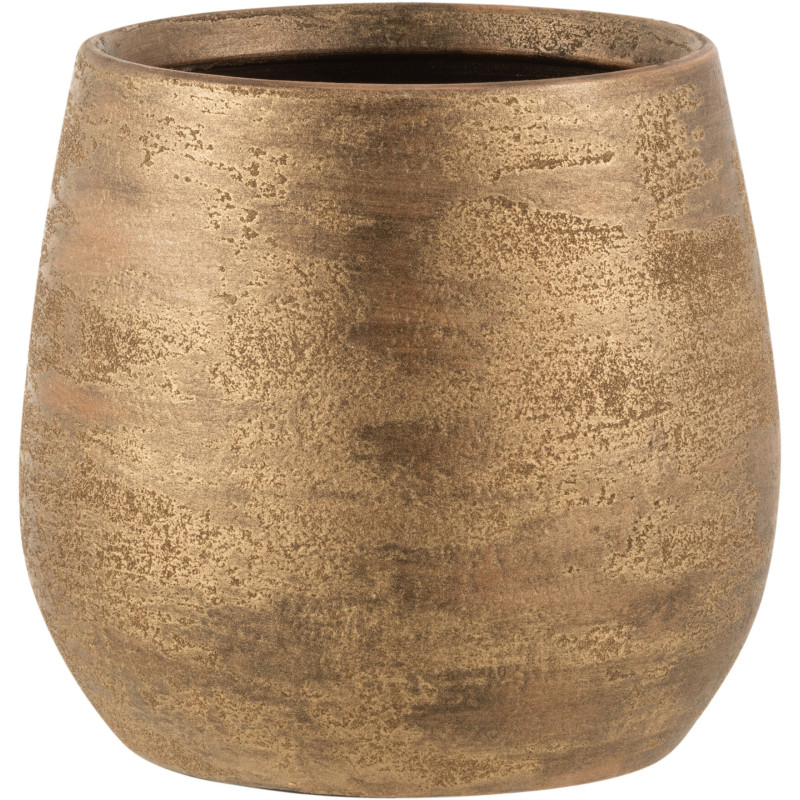 Cache-pot en Céramique Doré Owen Diamètre 24 cm Effet rugueux - 1