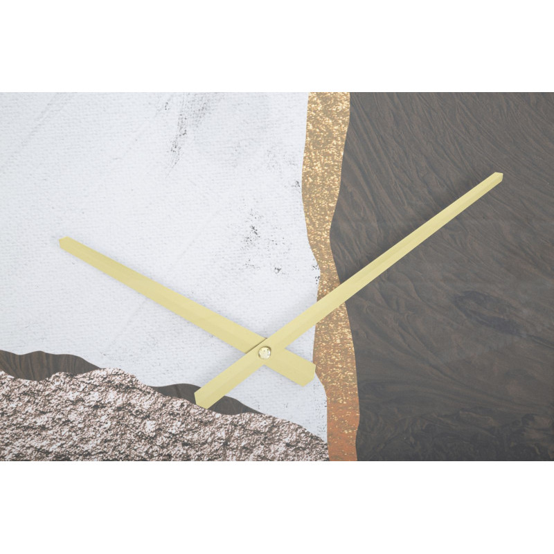 Grande Horloge murale Motif abstrait Ronde 60 cm en Métal Doré Verre Zyrel 