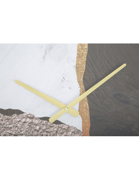 Grande Horloge murale Motif abstrait Ronde 60 cm en Métal Doré Verre Zyrel 