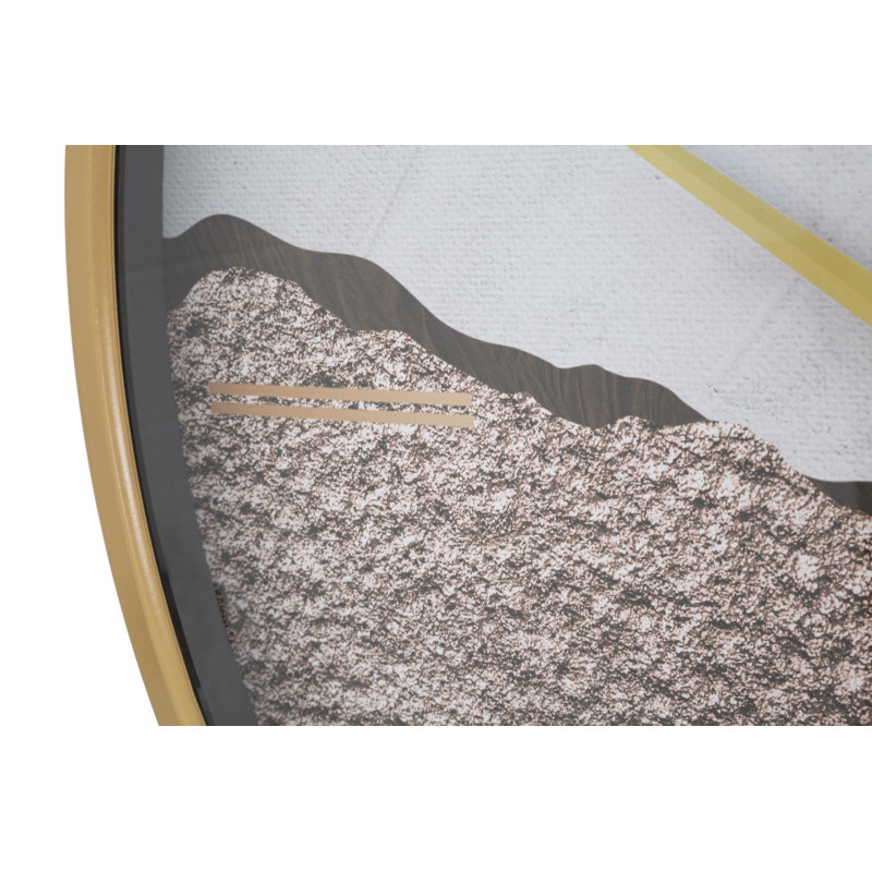 Grande Horloge murale Motif abstrait Ronde 60 cm en Métal Doré Verre Zyrel 