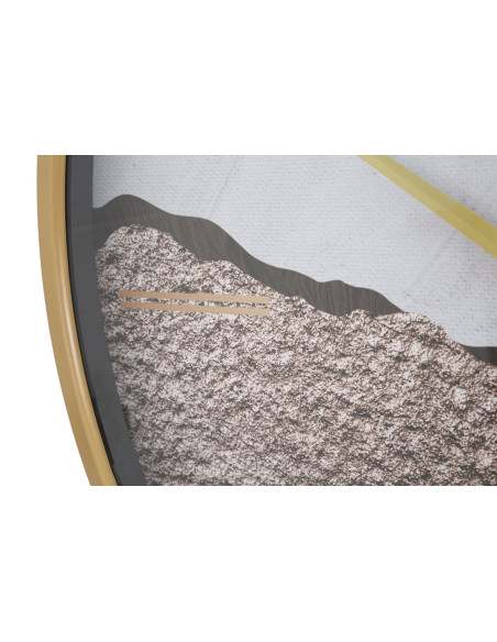 Grande Horloge murale Motif abstrait Ronde 60 cm en Métal Doré Verre Zyrel 