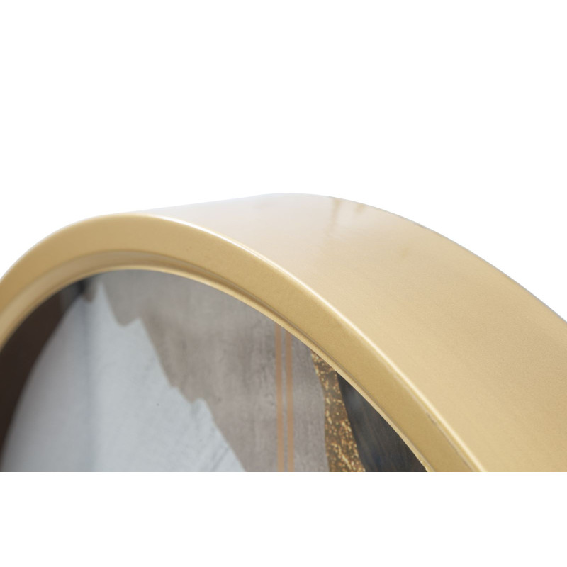 Grande Horloge murale Motif abstrait Ronde 60 cm en Métal Doré Verre Zyrel 