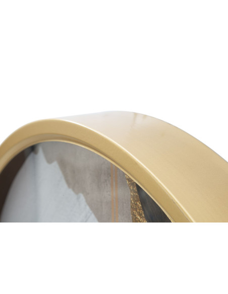 Grande Horloge murale Motif abstrait Ronde 60 cm en Métal Doré Verre Zyrel 