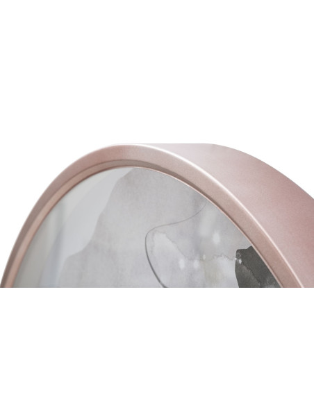 Grande Horloge murale Motif abstrait Ronde 60 cm en Métal Rose Verre Loril 