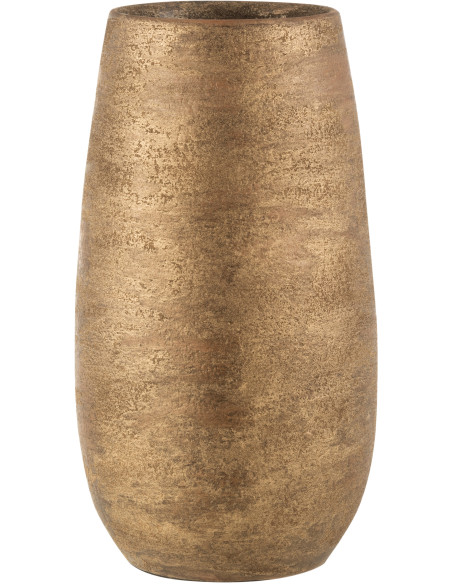 Vase Ovale Owen Hauteur 40 cm en Céramique Doré Effet rugueux - 1