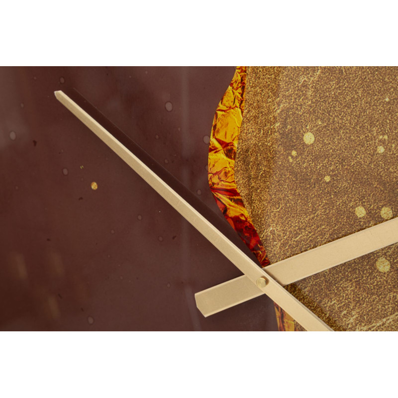 Grande Horloge murale moderne chic Ronde 80 cm en Métal Doré Verre Marron Blanc Glody - 3