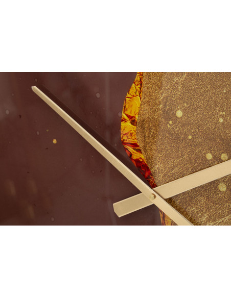 Grande Horloge murale moderne chic Ronde 80 cm en Métal Doré Verre Marron Blanc Glody - 3