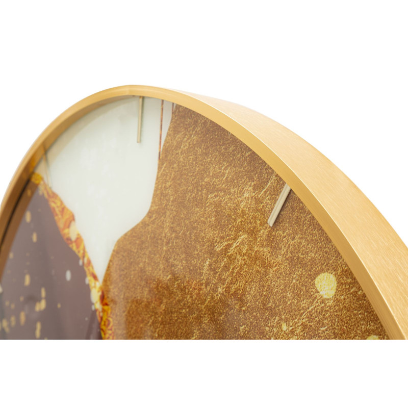 Grande Horloge murale moderne chic Ronde 80 cm en Métal Doré Verre Marron Blanc Glody - 4