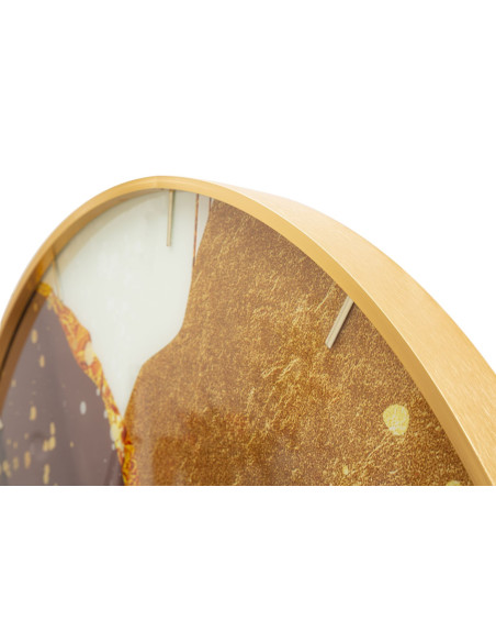Grande Horloge murale moderne chic Ronde 80 cm en Métal Doré Verre Marron Blanc Glody - 4