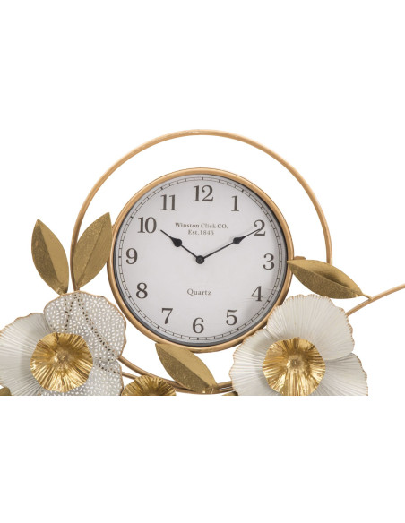 Grande Horloge murale moderne chic Ronde 80 cm en Métal Doré Verre Vert Rose Mity 