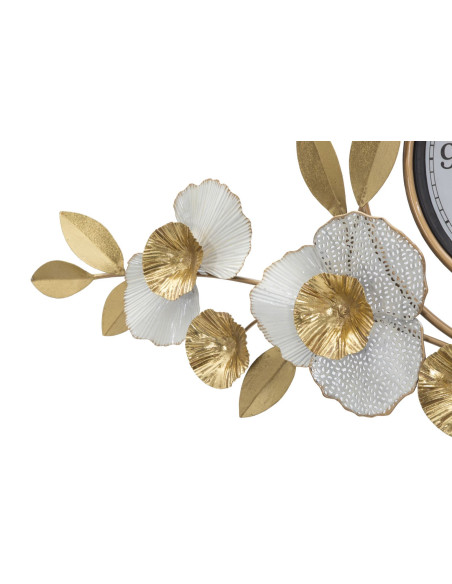 Grande Horloge murale moderne chic Ronde 80 cm en Métal Doré Verre Vert Rose Mity 