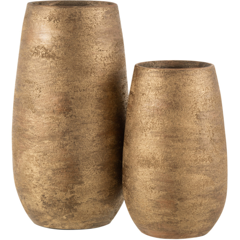 Vase Ovale Owen Hauteur 40 cm en Céramique Doré Effet rugueux - 2