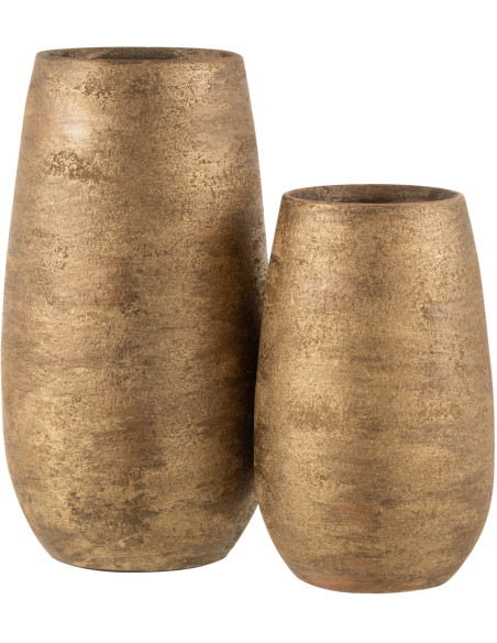 Vase Ovale Owen Hauteur 40 cm en Céramique Doré Effet rugueux - 2