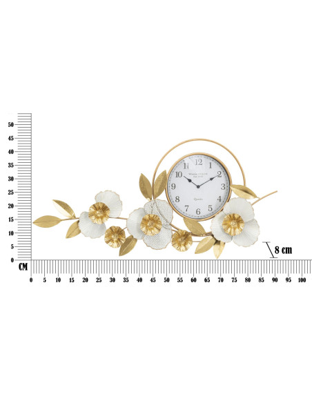 Grande Horloge murale moderne chic Ronde 80 cm en Métal Doré Verre Vert Rose Mity 