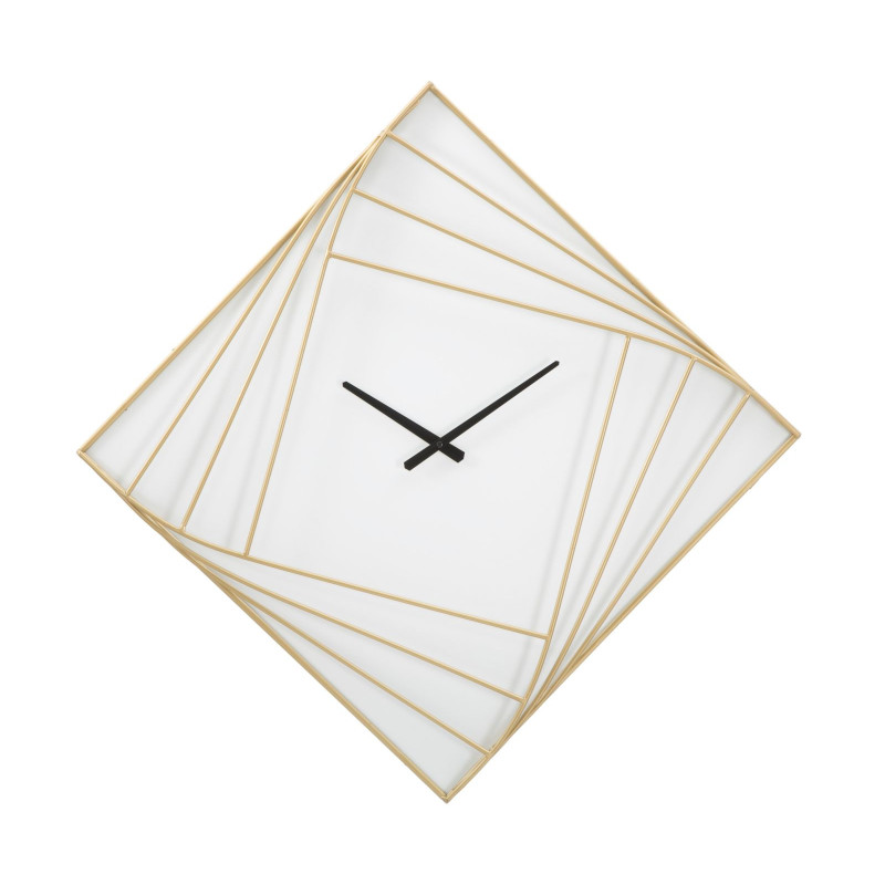 Grande Horloge murale moderne Losange 85 cm en Métal Doré Plastique Blanc Goldy 