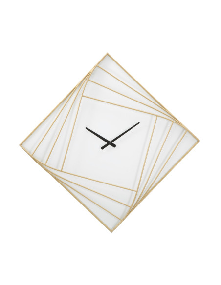 Grande Horloge murale moderne Losange 85 cm en Métal Doré Plastique Blanc Goldy 