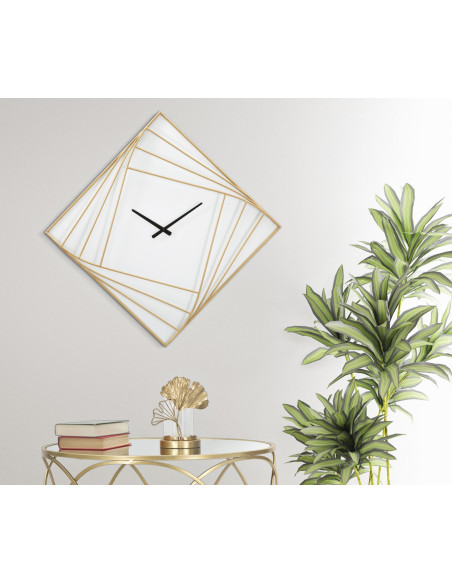 Grande Horloge murale moderne Losange 85 cm en Métal Doré Plastique Blanc Goldy 