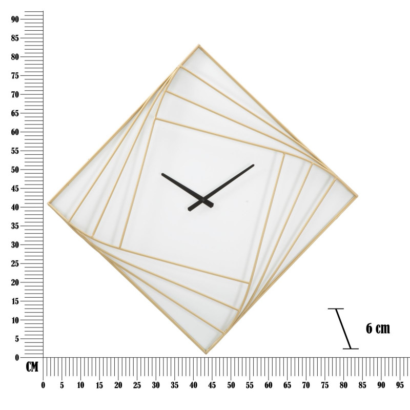 Grande Horloge murale moderne Losange 85 cm en Métal Doré Plastique Blanc Goldy 