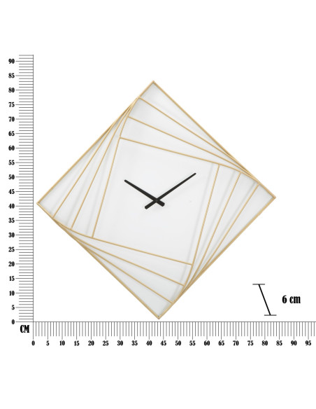 Grande Horloge murale moderne Losange 85 cm en Métal Doré Plastique Blanc Goldy 