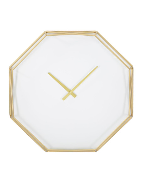 Horloge murale moderne Octogonale 56 cm en Métal Doré Plastique Blanc Goldy 
