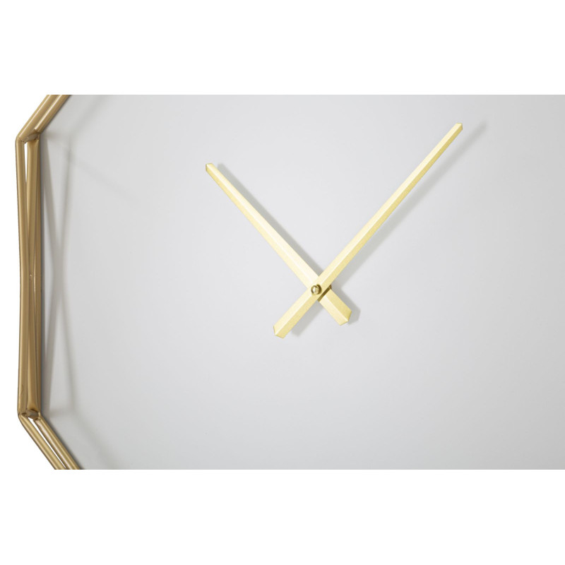 Horloge murale moderne Octogonale 56 cm en Métal Doré Plastique Blanc Goldy 