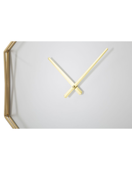Horloge murale moderne Octogonale 56 cm en Métal Doré Plastique Blanc Goldy 