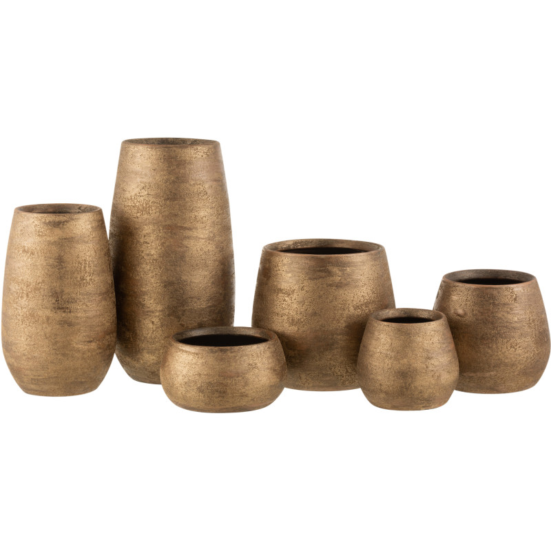 Vase Ovale Owen Hauteur 40 cm en Céramique Doré Effet rugueux - 3