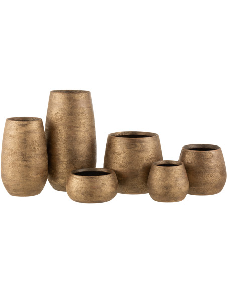 Vase Ovale Owen Hauteur 40 cm en Céramique Doré Effet rugueux - 3