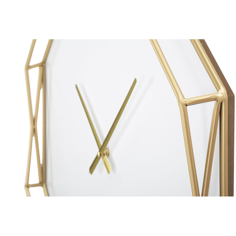 Horloge murale moderne Octogonale 56 cm en Métal Doré Plastique Blanc Goldy 