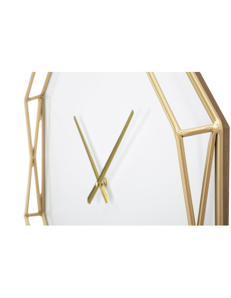 Horloge murale moderne Octogonale 56 cm en Métal Doré Plastique Blanc Goldy 