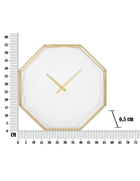 Horloge murale moderne Octogonale 56 cm en Métal Doré Plastique Blanc Goldy 