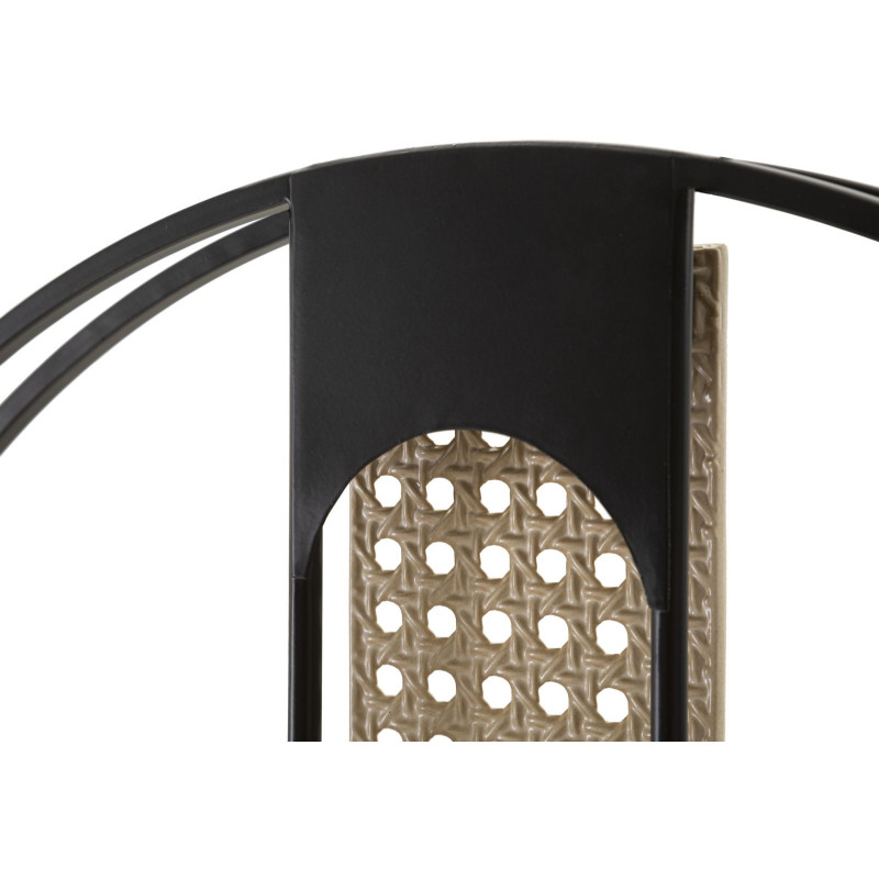 Grande Horloge murale originale Ronde 60 cm en Métal Noir Beige Cannage Ribby 