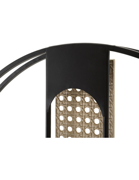 Grande Horloge murale originale Ronde 60 cm en Métal Noir Beige Cannage Ribby 