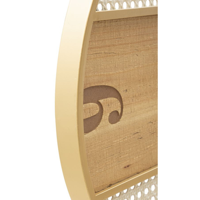 Grande Horloge murale moderne Ronde 50 cm en Bois Naturel Métal Doré Blanc Fuji 