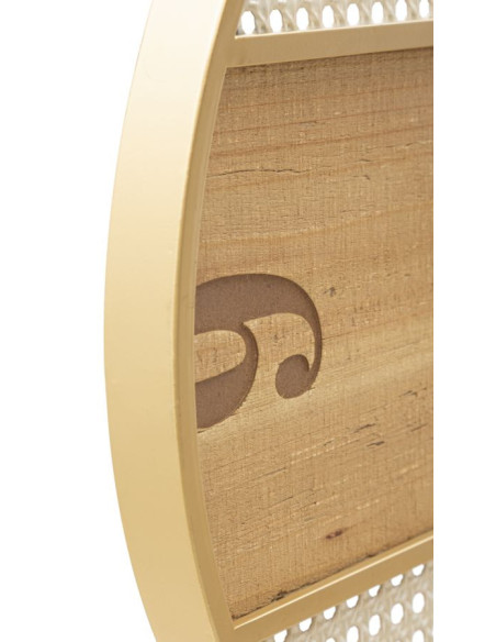 Grande Horloge murale moderne Ronde 50 cm en Bois Naturel Métal Doré Blanc Fuji 