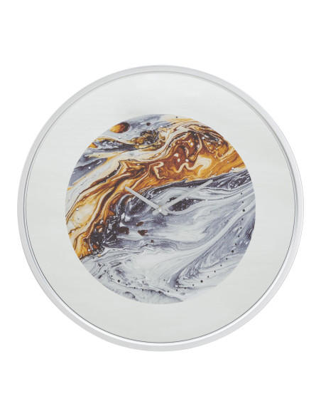 Grande Horloge murale originale Miroir Ronde 60 cm en Métal Argenté Verre Zelva 