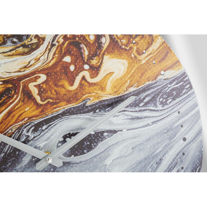 Grande Horloge murale originale Miroir Ronde 60 cm en Métal Argenté Verre Zelva 