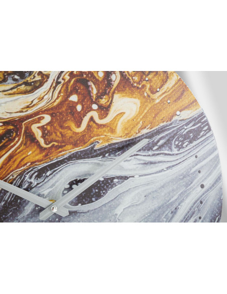 Grande Horloge murale originale Miroir Ronde 60 cm en Métal Argenté Verre Zelva 